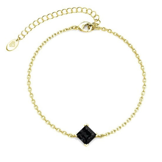 Yolora Bracelet femme avec breloque - Cristal Kalpa Camaka noir - Couleur or - Plaqué or jaune 18K - Bracelet femme or - Bijoux - Coffret cadeau - Coffret de luxe - Coffret cadeau - Bel emballage cadeau - Emballage cadeau exclusif