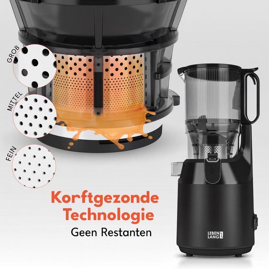 LEBENLANG - Centrifugeuse - Centrifugeuse à extraction lente - Centrifugeuse pour fruits et légumes - Extracteur de jus pour fruits et légumes - Machine à jus - Appareil à jus - Centrifugeuse à extraction lente - Centrifugeuse - 100 % sans BPA - Centrifug