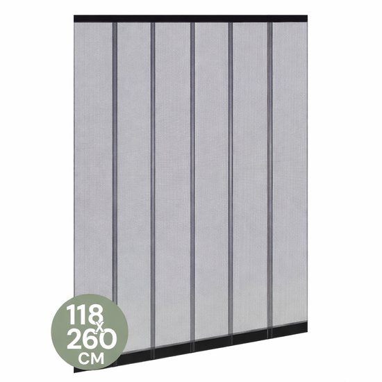 O'DADDY® Fly Curtain Slat Screen - 118x260 cm - Rideau de porte - Porte - Design ajustable - Fibre de verre - Moustiquaire de porte noire
