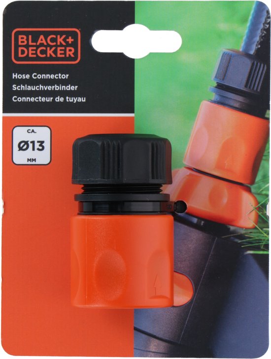 BLACK+DECKER Raccord rapide pour tuyau d'arrosage - 1/2'' - plastique - noir/orange - ⌀13 mm - Plastique - Noir/Orange