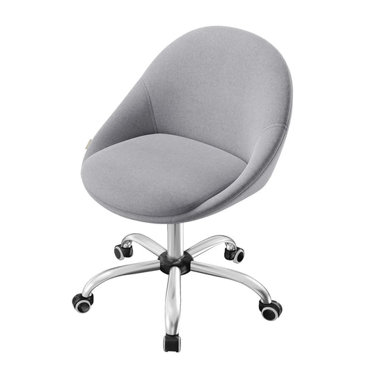 Chaise de bureau Ochama - Grise - Mélange coton-lin - Réglable en hauteur - Pivotante avec roulettes - 60 x 60 x 80-90 cm