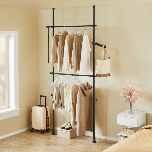 SoBuy Porte-manteau télescopique Armoire réglable Noir FRG109-II-SCH 75-126 x 200-295 cm