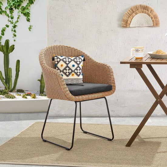 2 pièces Chaises de jardin en rotin Cody - Coussins inclus