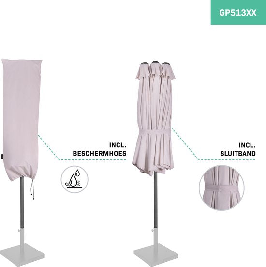 VONROC Premium Parasol Iseo - 460x270cm - Parasol double - Durable - Toile résistante aux UV - Beige - Housse de protection incluse