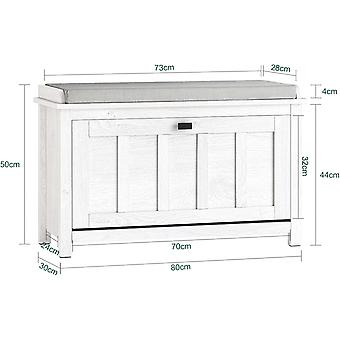 SoBuy - Meuble à chaussures avec assise rembourrée - 1 Tiroir -Rural - Max. 150 kg - 80 x 30 x 50 cm - Blanc / Gris