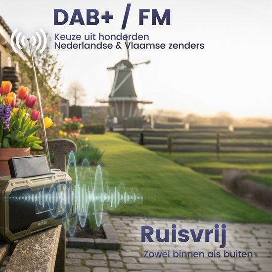 Radio d'urgence à énergie solaire et à remontage manuel - Radio d'urgence DAB+ / FM - Batterie externe de 5 000 mAh à énergie solaire - Radio de chantier - Radio de salle de bains - Kit d'urgence