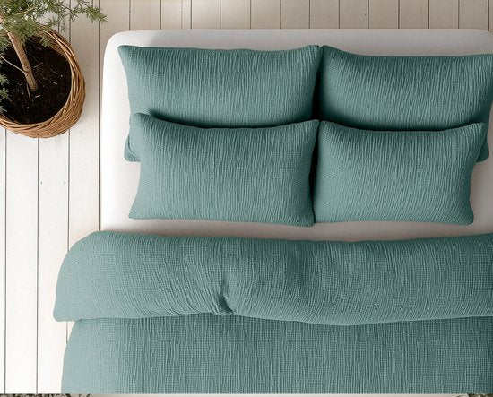 Couette 2 en 1 en mousseline Sleeptime - Couette sans housse, taie d'oreiller incluse - 240 x 200 - Vert