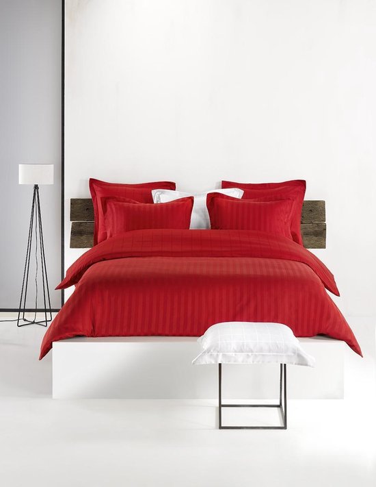 Housse de couette De Witte Lietaer en satin de coton Zygo - Format hôtel - 260 x 240 cm - Rouge