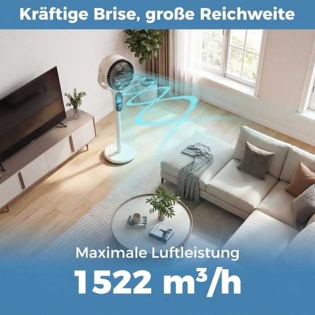 Ventilateur sur pied réglable Coast – 8 vitesses – 54-96 cm – Blanc