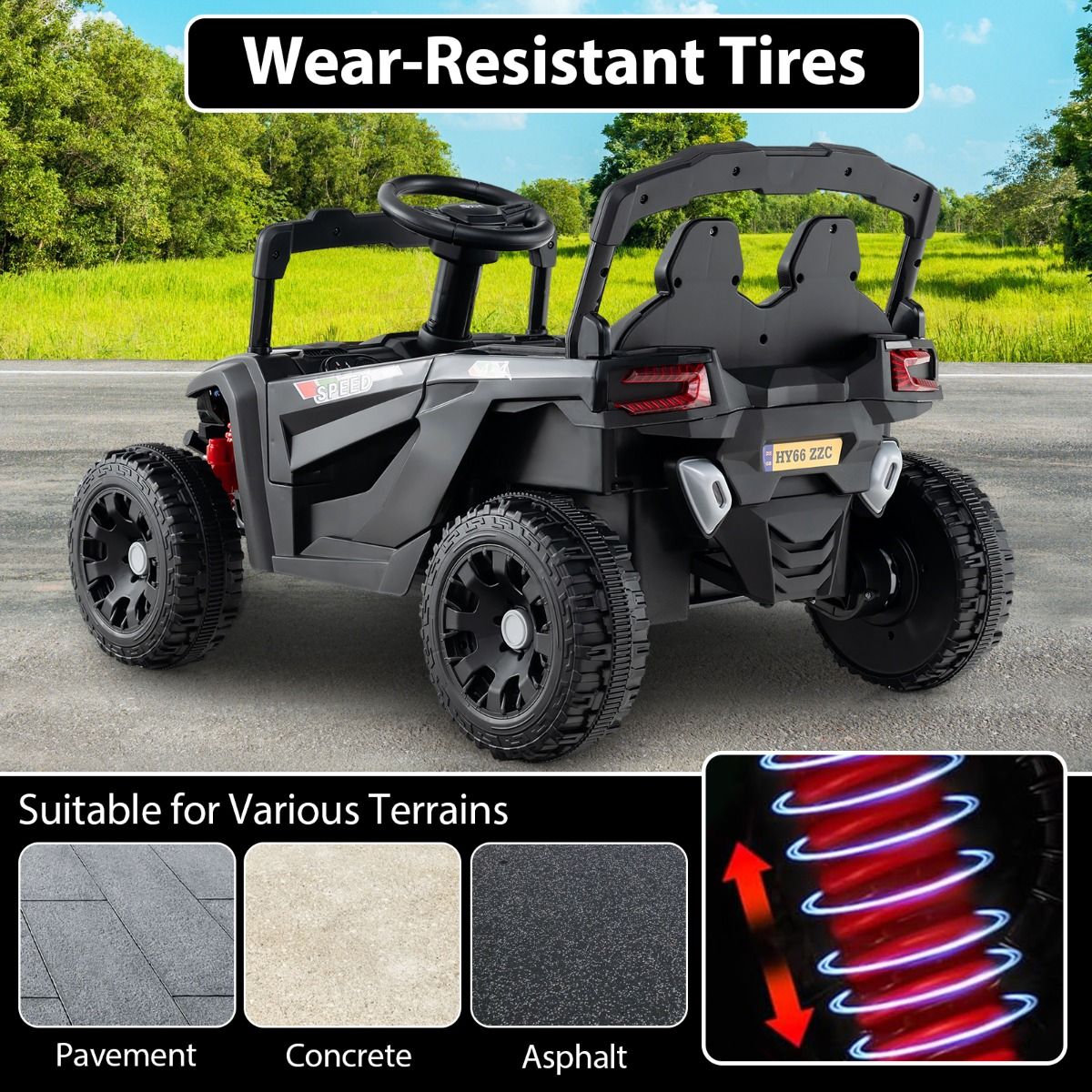 Voiture électrique pour enfants Coast - batterie 12 V - télécommande - UTV noir - à partir de 3 ans