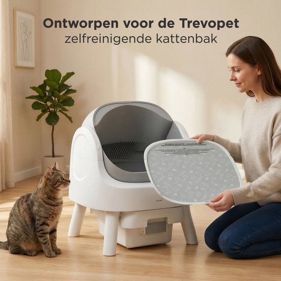 Tapis pour bac à litière TrevoPet® - Tapis imperméable pour bac à litière autonettoyant - Tapis résistant aux griffures - Tapis d'intérieur en tissu Oxford - Tapis de protection - 41 x 40 cm