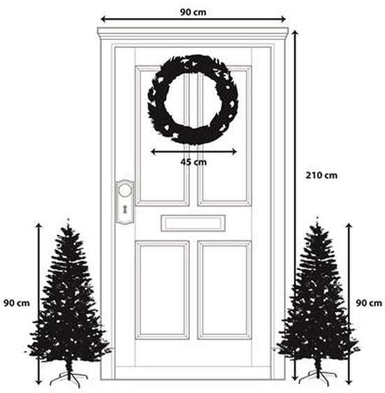 Ensemble d'arbres de Noël et de couronne de Noël Black Box Trees Glendon - 2 sapins de Noël artificiels et 1 couronne avec éclairage LED - Vert