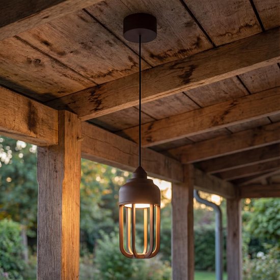 Lucide WELLS - Suspension intérieur/extérieur - Ø 10 cm - LED - 1x8 W 2700 K - IP54 - Brun rouille | Essential