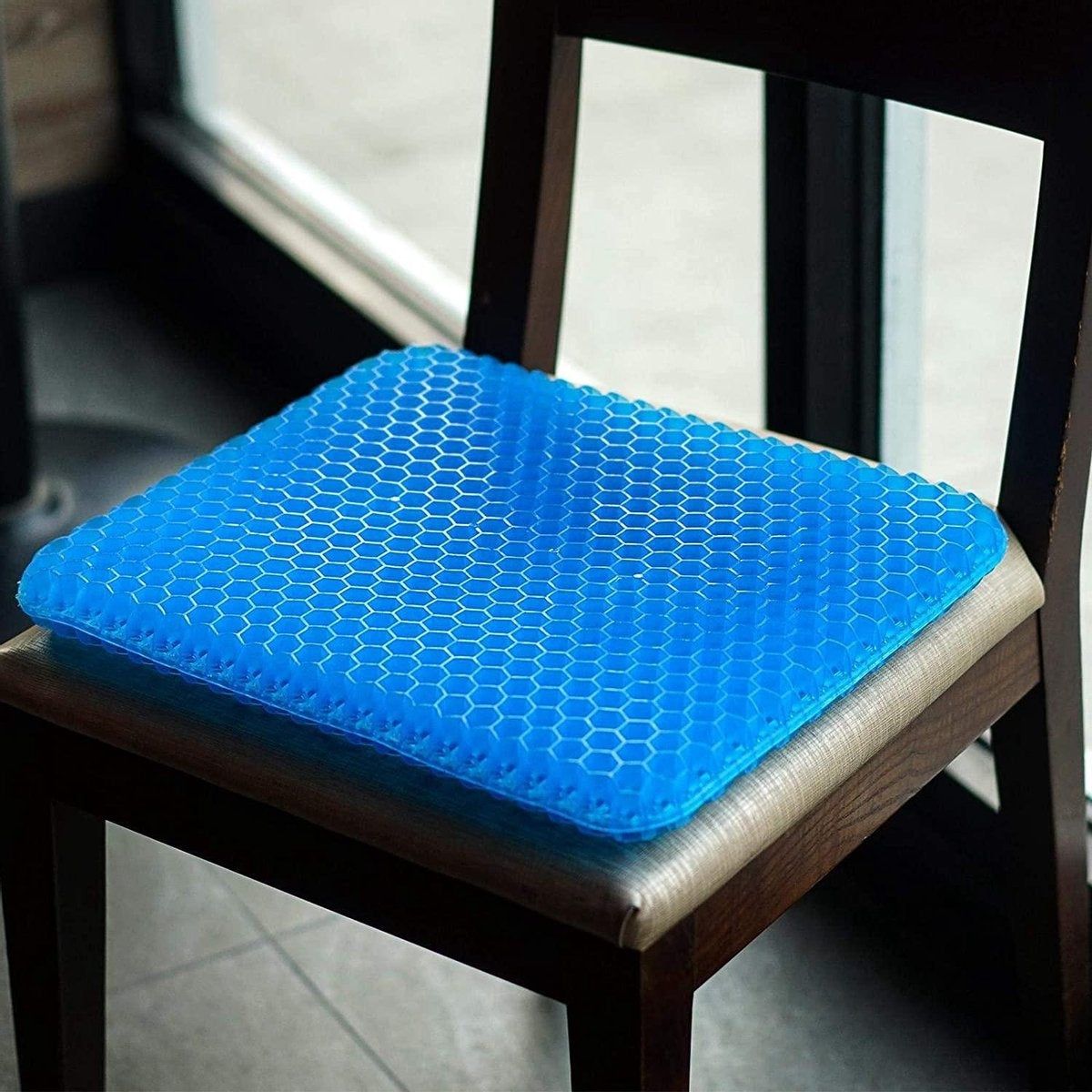 Fuegobird Gel Pillow - Coussin ergonomique - Coussin de siège orthopédique - Structure alvéolaire double couche - Avec housse de coussin - Bleu