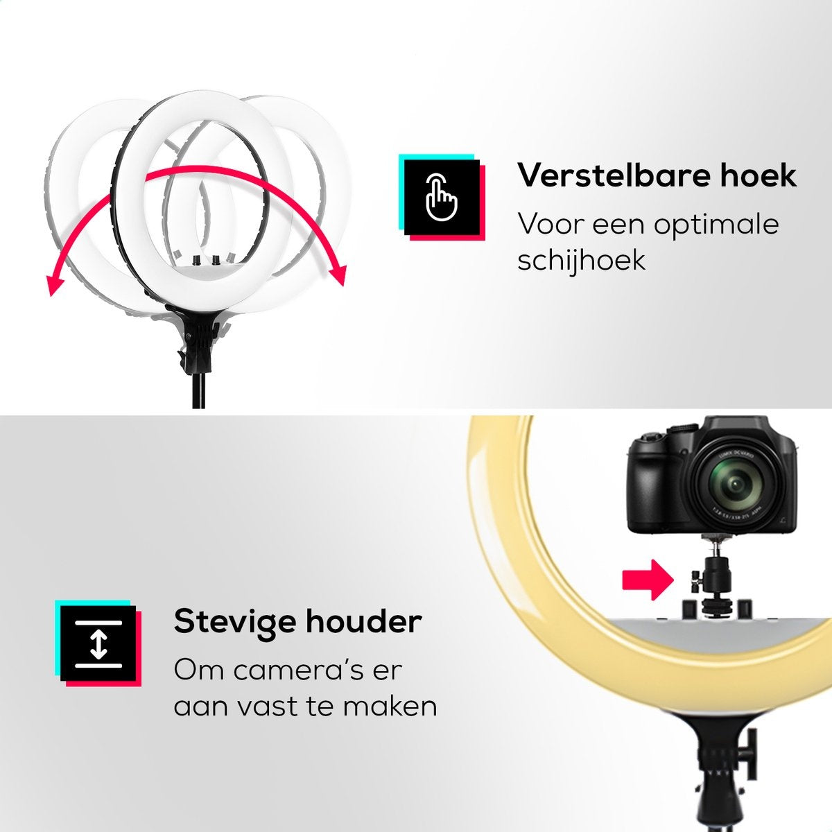 LURK® Ring lamp set PRO 18 inch - Trépied réglable et télécommande - LED - Convient pour smartphone et caméra (d'action)