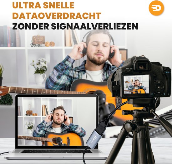 Drivv. Carte de capture vidéo - Carte de capture de jeu - 4K 30Hz - USB 3.0 et USB-C - Convient à PlayStation, Xbox, Nintendo, Windows, MAC