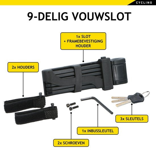 DUNLOP Cadenas pour vélo - Cadenas pour scooter - Cadenas pliable - Cadenas avec 3 clés