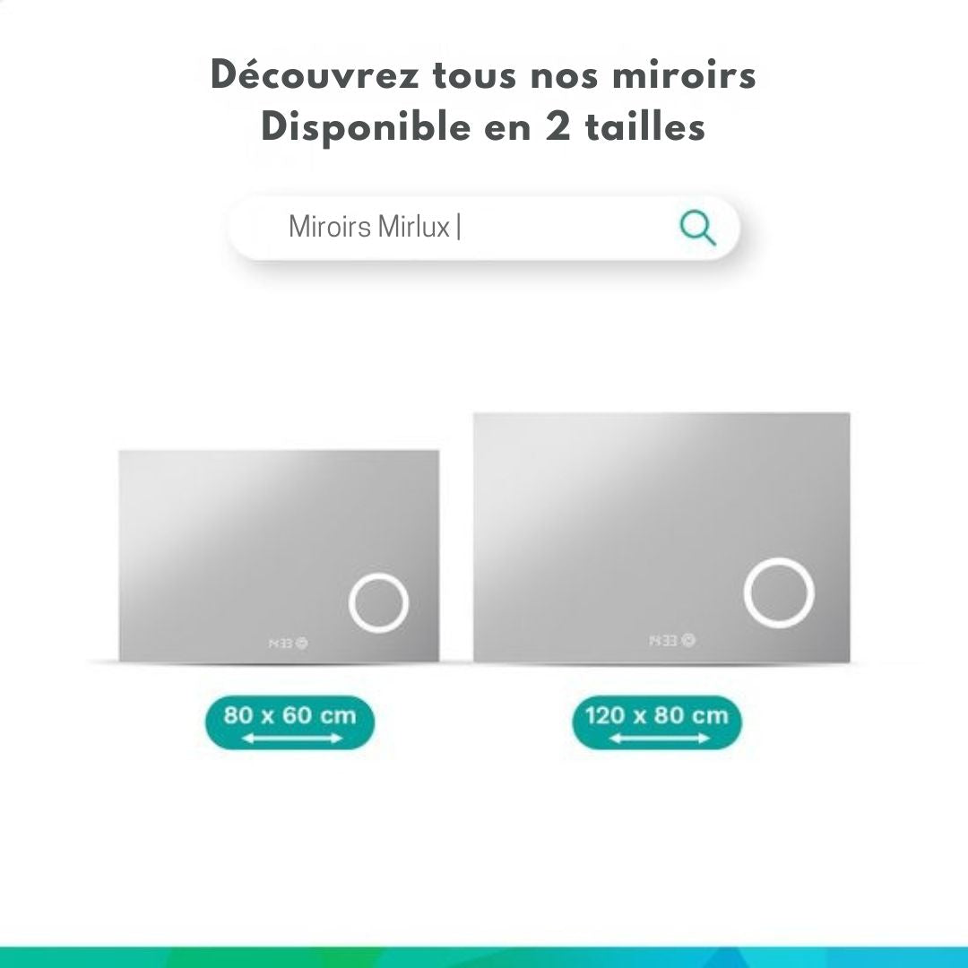Miroir de salle de bain - Mirlux  - avec éclairage LED et chauffage - rectangulaire - anti-condensation - 80x60CM