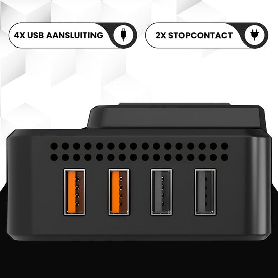 Travli Onduleur 12v 230v - Chargeur de voiture - Onduleur portable - 2x prise 230V - 4x ports de charge usb 5V