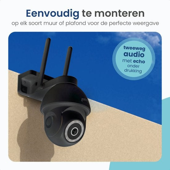 Gologi Superior Outdoor camera 2 - Caméra extérieure avec vision nocturne - Caméra de sécurité - Caméra de sécurité - Montage mural et sur toit - 4MP - Avec wifi et application - Noir