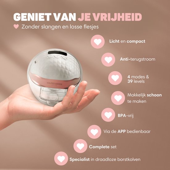 Vulpes Goods® BabyCare - Tire-lait électrique double sans fil - mains libres et portable - avec contrôle APP - sans BPA - PRO V2