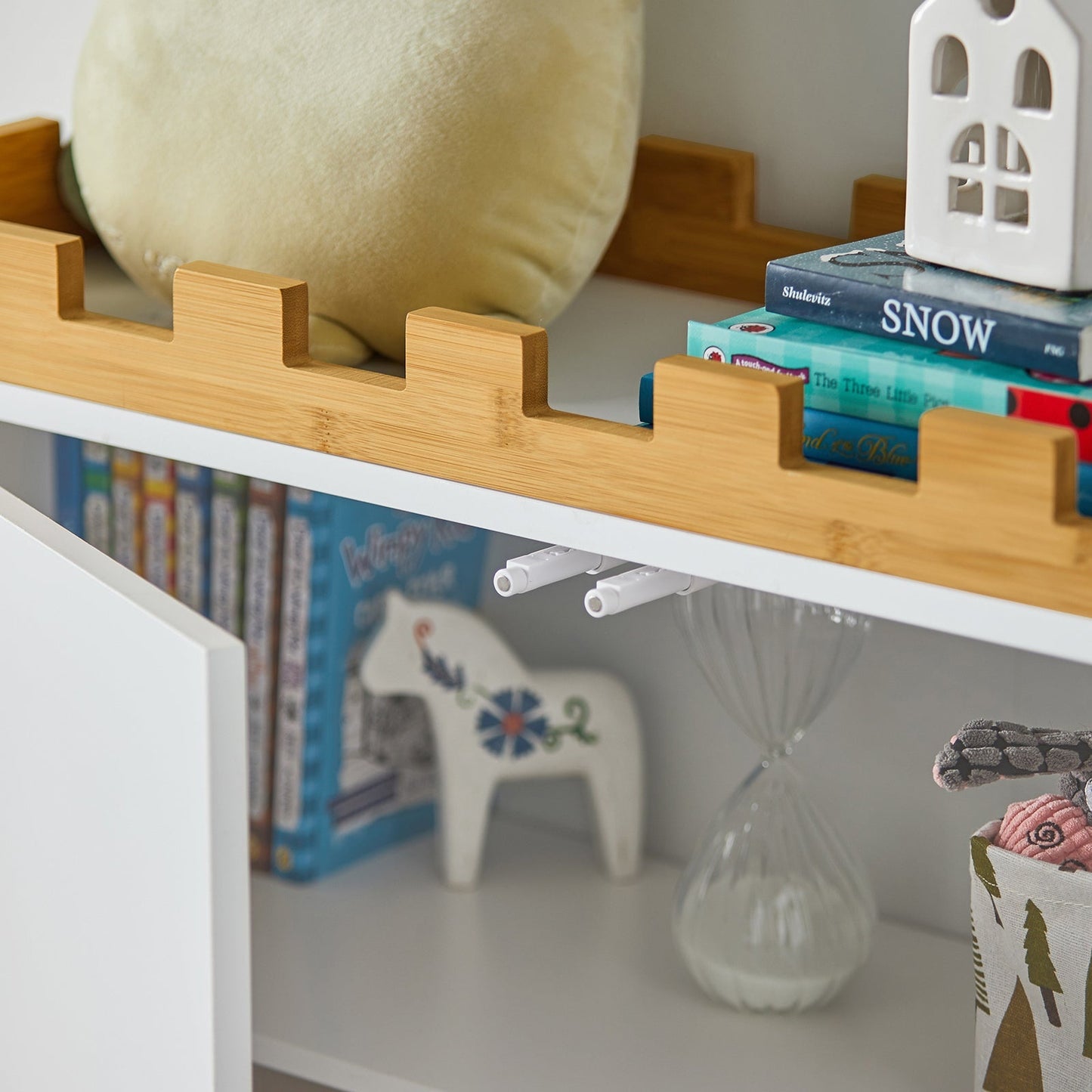 SoBuy Commode enfant - 2 portes et 2 étagères - Blanc - 86 x 30 x 87 cm