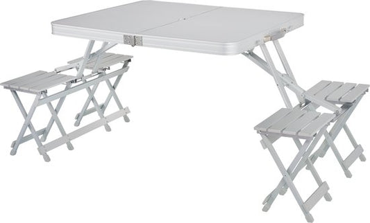 Table de camping Campart TA-0875 - Ensemble de table de pique-nique pour 4 personnes - Table de pique-nique pliable et facile à transporter - Résistante aux intempéries - Blanche