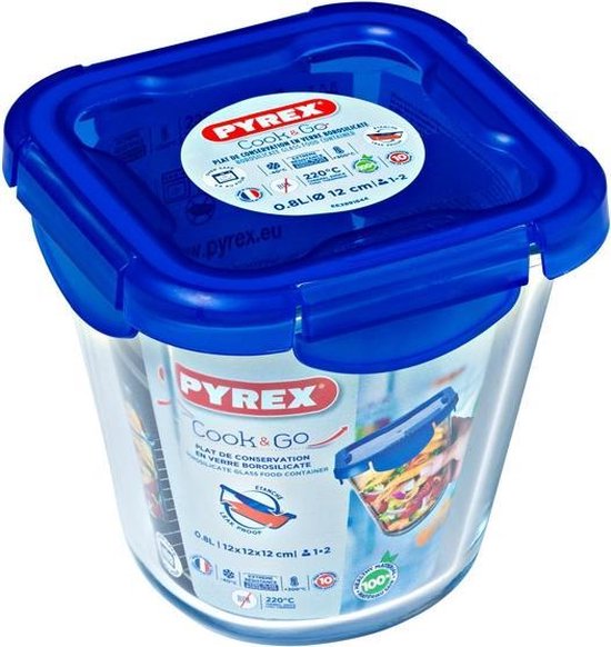 Bol carré Cook & Go avec couvercle - Lot de 3 pièces - Bleu - Pyrex