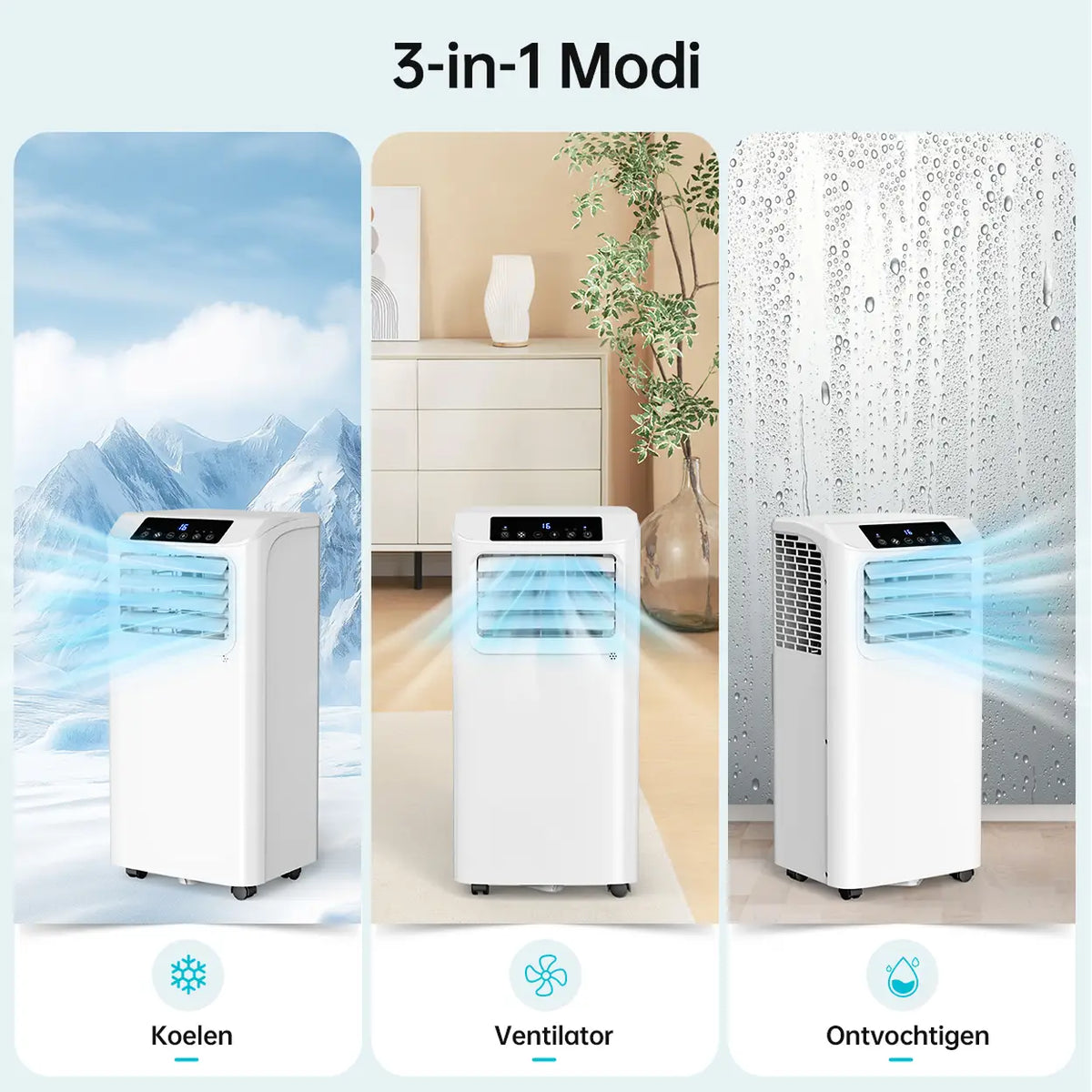 Climatiseur mobile Humhold 9 000 BTU - 3-en-1 : refroidissement, déshumidification et ventilation - jusqu'à 33 m²
