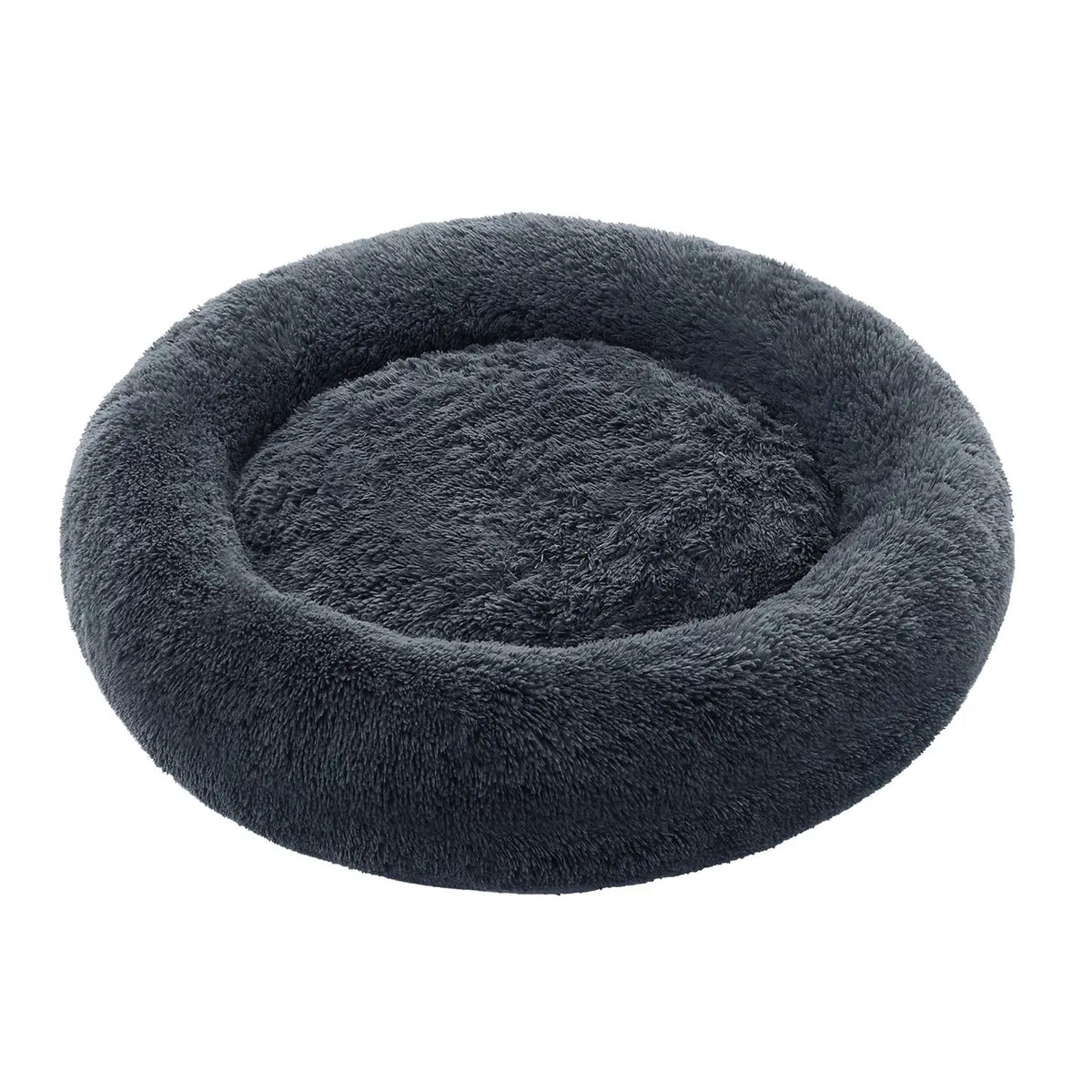 Joyfurnos Donut : panier pour chien Fluffy apaisant - Housse amovible et lavable - 100 cm - Gris foncé