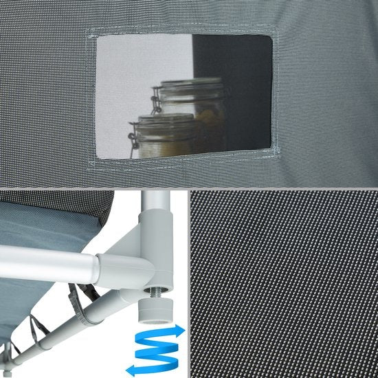 tectake - Cuisine de camping cuisine de camping - avec pare-brise et compartiments de rangement - 116x52x107cm - 402920