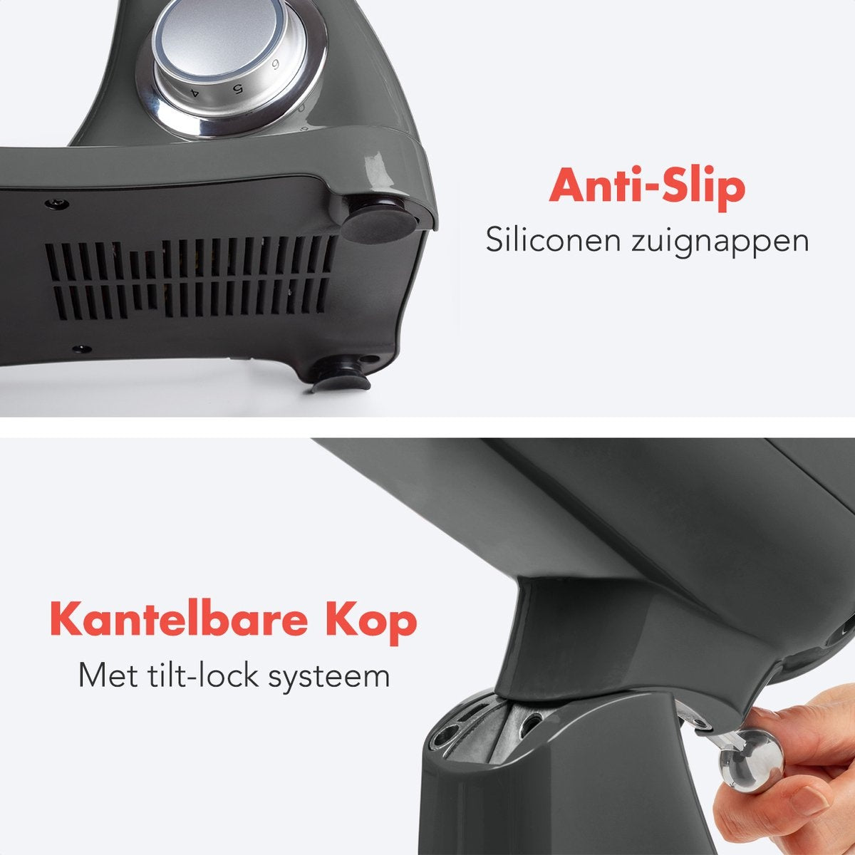 KitchenBrothers Robot de cuisine - Robot de cuisine - 6L Bol mélangeur - 1800W - Aluminium - Anthracite