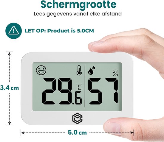Ease Electronicz Hygromètre & Thermomètre - Station météo - Humidimètre - Thermomètre d'intérieur - Pile et bande adhésive incluses