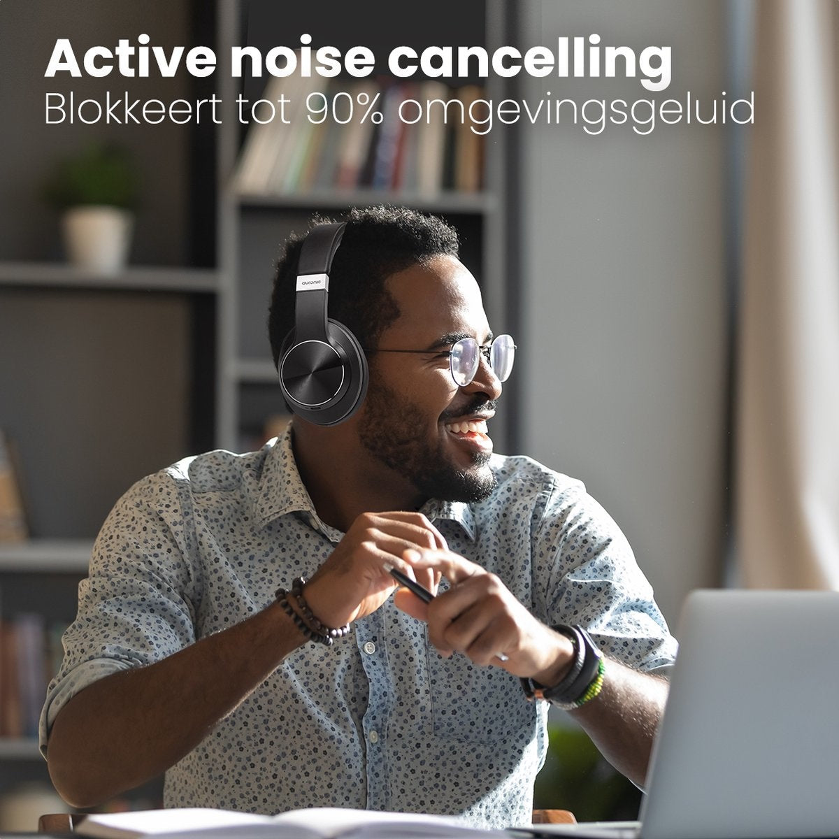 Casque audio sans fil Auronic - QuietSound , Réduction active du bruit - Bluetooth - Noir