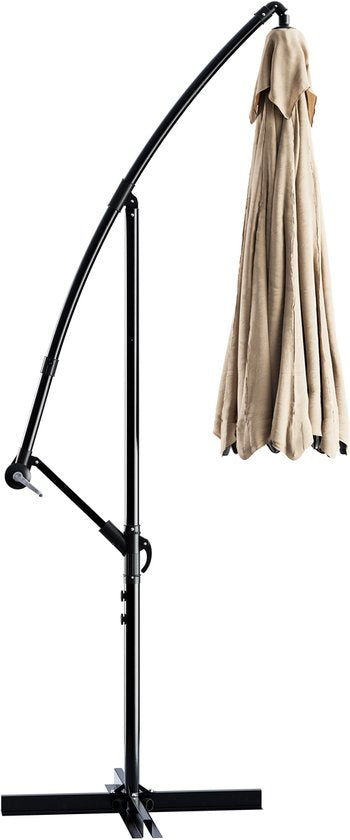 Parasol à bras articulé Tristar - 300 cm, rond - Jardin et balcon - Hauteur réglable - Pied en croix et housse de protection inclus - PA-7906 - Beige