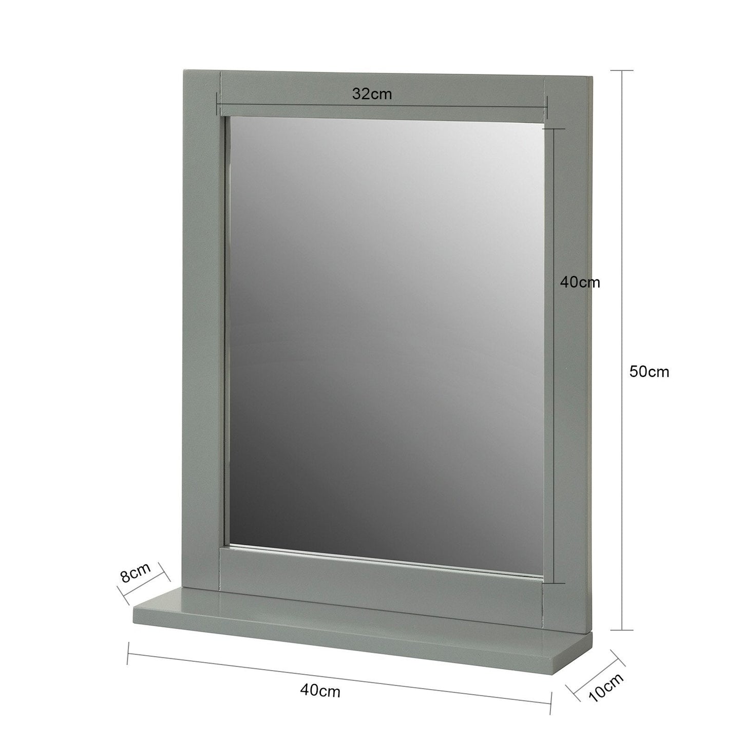 SoBuy Miroir de salle de bain avec étagère - Gris foncé - 40x50x10 cm