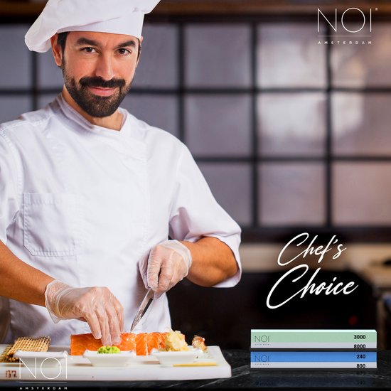 NOI Amsterdam - Luxury Double-Sided Sharpening Stone - Aiguisoir à couteaux - Wetstone - 240/800 3000/8000 - Accessoires de cuisine