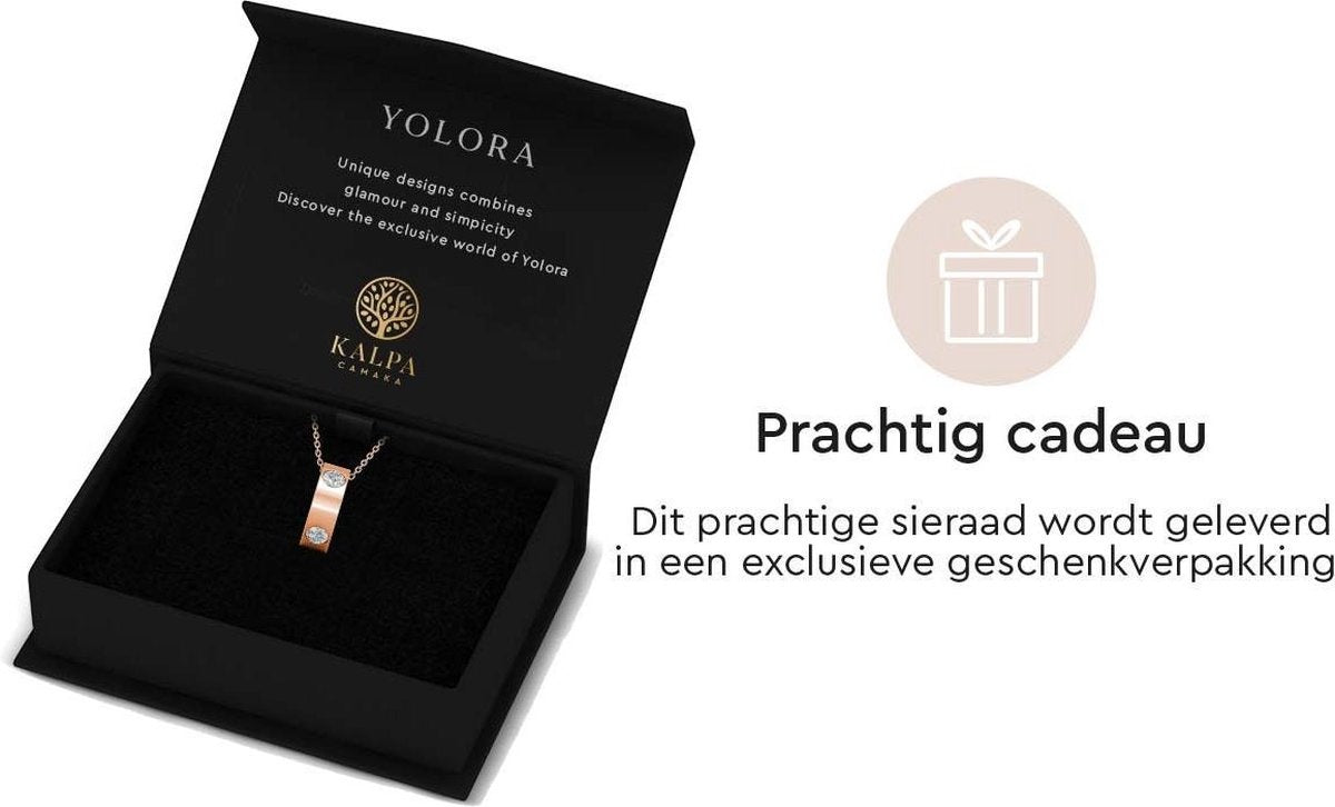 Yolora Collier femme avec pendentif - Cristaux Kalpa Camaka - couleur rose - plaqué or rose 18K - Collier femme or rose - Bijoux - Boîte cadeau de luxe - Boîte cadeau - Boîte cadeau exclusive - Bel emballage cadeau