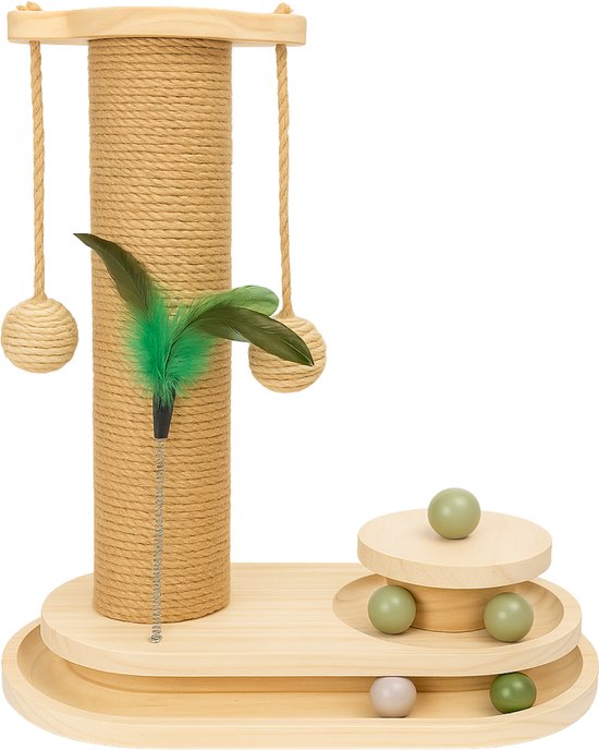 By Cee Cee Scratching Post - griffoir pour chat - griffoir pour chat - jouet en bois pour chat - idéal pour plusieurs chats - 40x19x45.5cm - Luna