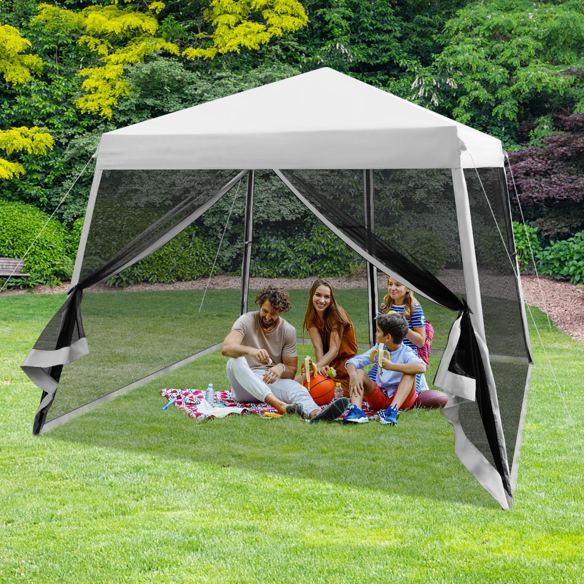 Pavillon de jardin éphémère Coast - avec moustiquaire et sacs de sable - pliable - gris
