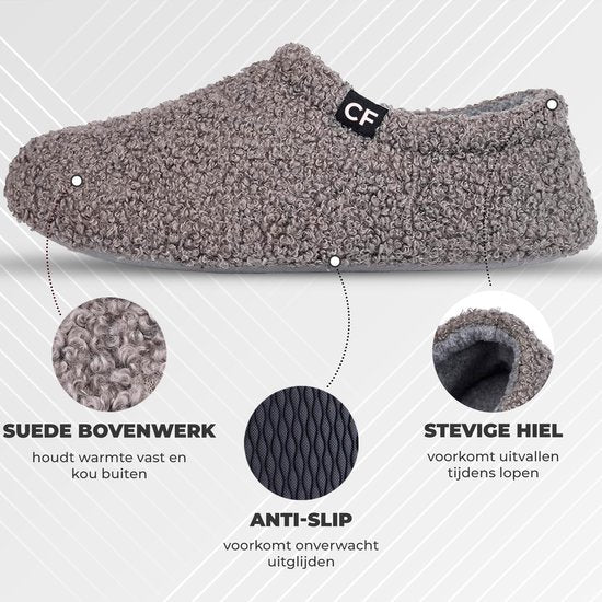 Chaussons Dames - Chaussons - Taille 40/41 - Gris - Antidérapant - Comfeet