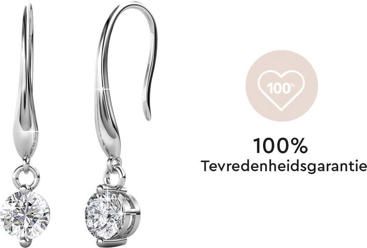 Yolora Boucles d'oreilles pour femmes avec cristaux Kalpa Camaka - Argent - Plaqué or blanc 18 carats - Boucles d'oreilles pour femmes en argent - Bijoux - Coffret de luxe - Coffret cadeau - Emballage cadeau exclusif - Bel emballage cadeau