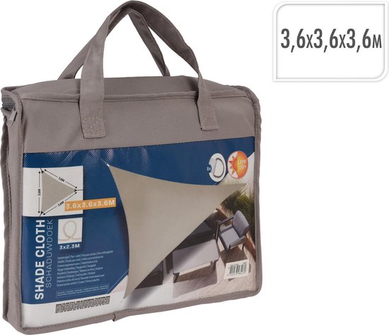 Toile d'ombrage UV50+ triangulaire taupe 3,6 x 3,6 x 3,6 m, protection solaire pour jardin