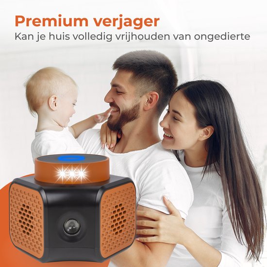 Répulsif anti-souris Nuvance - Répulsifs à ultrasons - Répulsif contre les rats et les nuisibles - 360 degrés et 4 modes - Lutte contre les souris - Orange