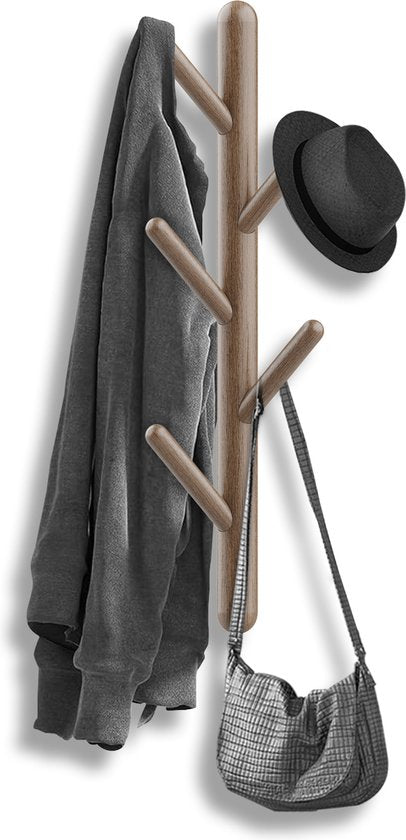Bayt Porte-manteau mural - Porte-manteau - Porte-manteau bois - Porte-manteau - 5 crochets - Marron