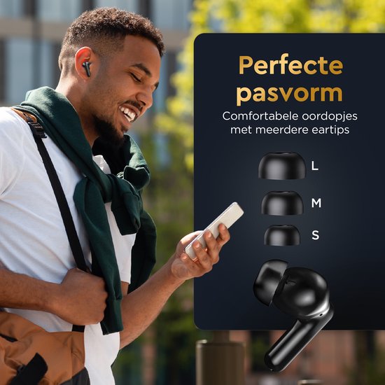Écouteurs Golden Sound sans fil - Écouteurs sans fil - Écouteurs Bluetooth - Suppression active du bruit - Écouteurs pour le sport - Écran LED - Fonction tactile - Convient à tous les smartphones et ordinateurs portables