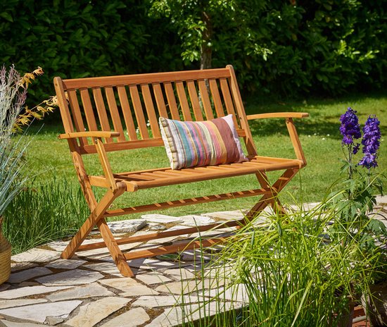 Banc de jardin 2 places Casaria - Certifié FSC® - 120x90x55 cm Marron