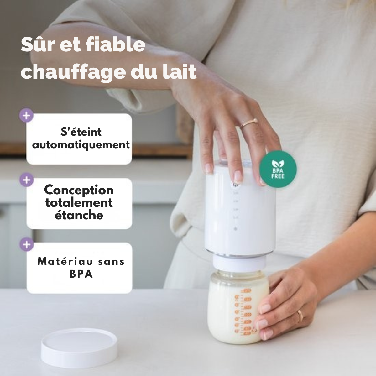 Chauffe-biberon portable - Chauffage homogène - Chauffe-biberon sans fil pour bébé - Chauffe-biberon sans fil - Qwali