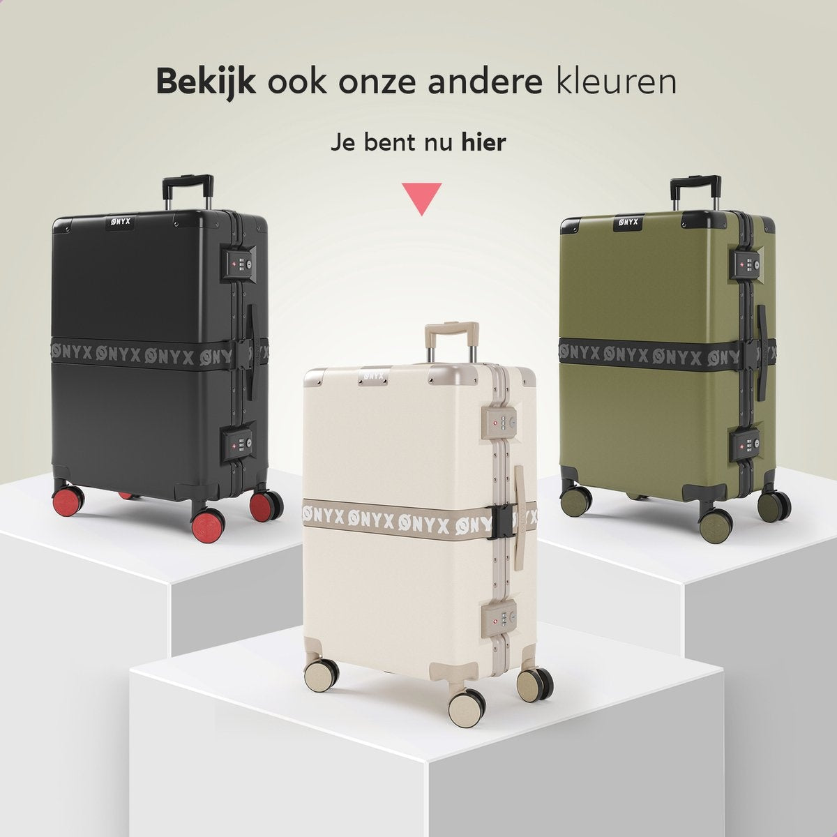 Valise à roulettes ONYX 65L - Bagage à main - Légère - Serrure TSA - 58 x 42 x 27 cm - Blanc sable