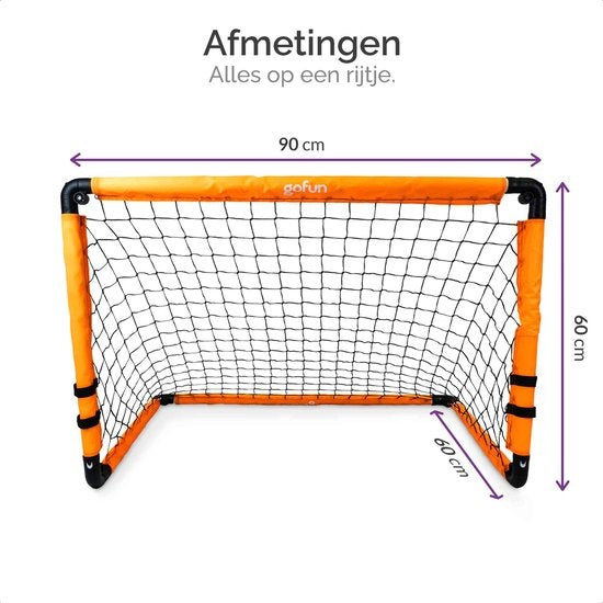 Gofun But de football set de 2 - Buts de football - Buts de football - Buts de football pour enfants - Pliable - 90 x 60 x 60 cm - Noir/Orange